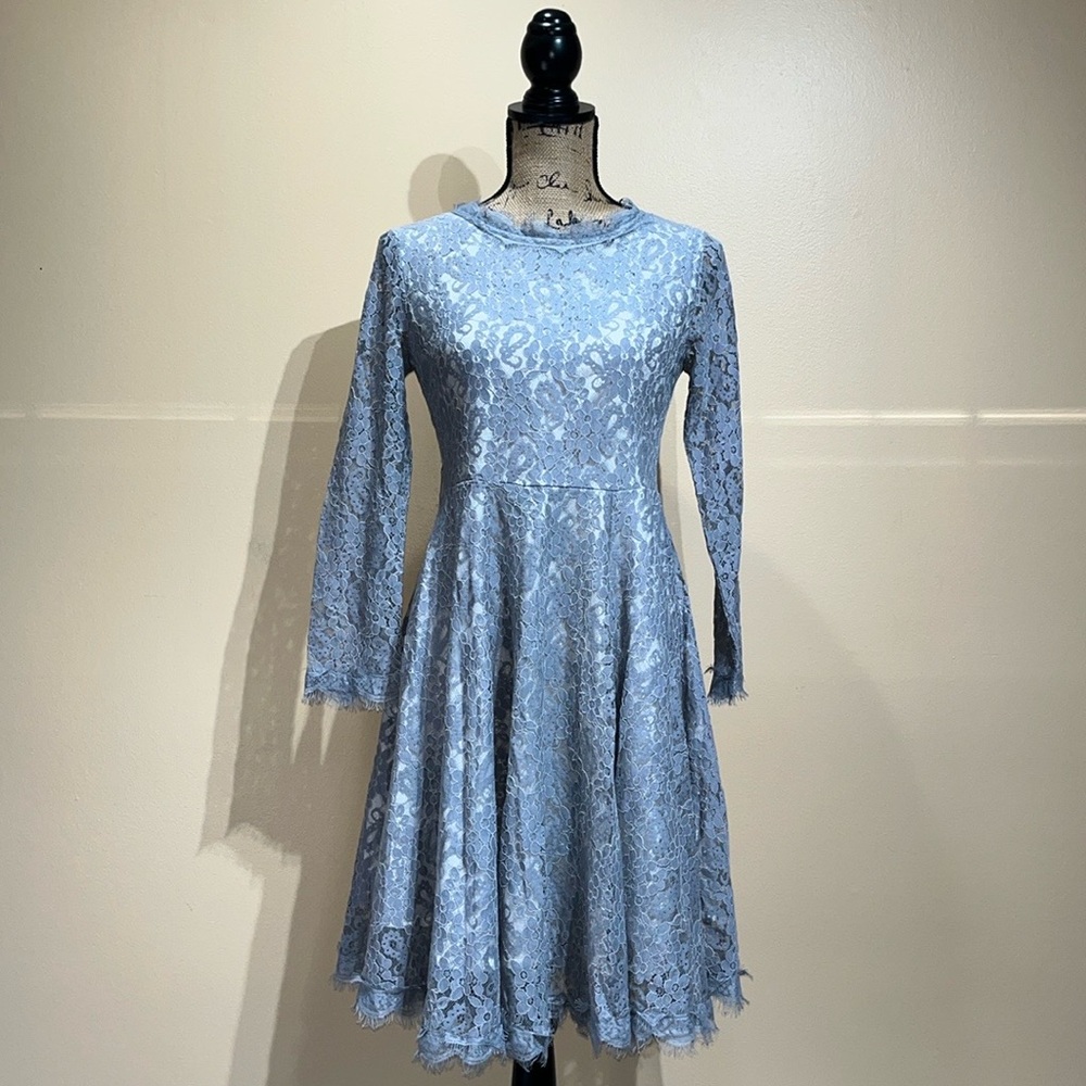 Fit and Flare Gray Lace Dress